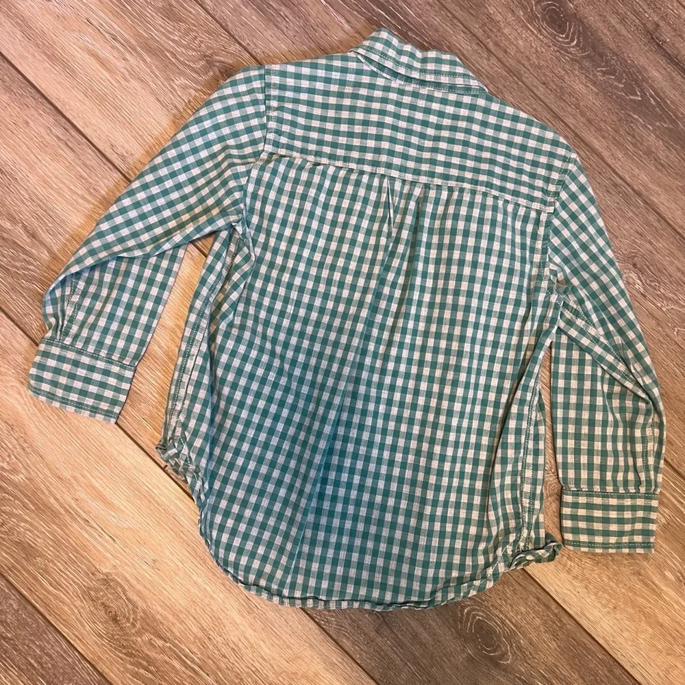 Baby Gap green and white gingham long-sleeve button-down shirt size 4T